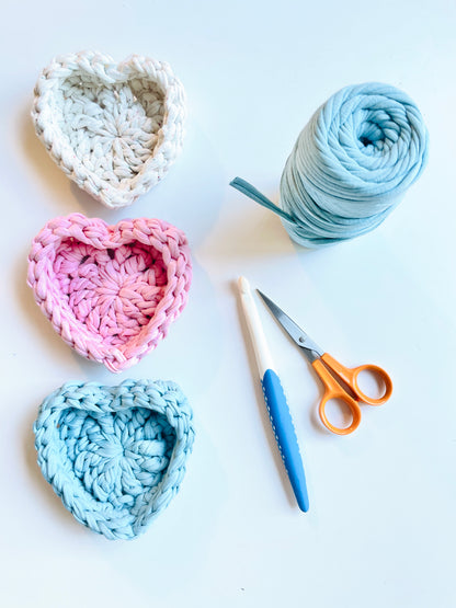 T-shirt Yarn Crochet Heart Coaster Pattern