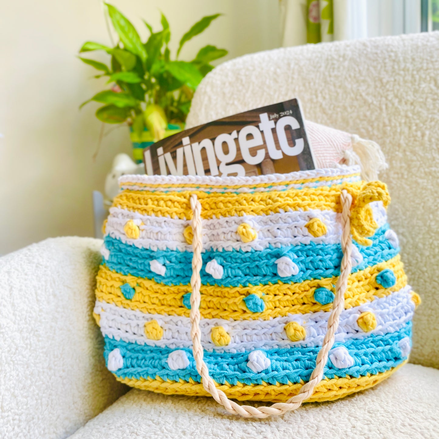 Striped Seaside Bobble Bag Crochet Pattern