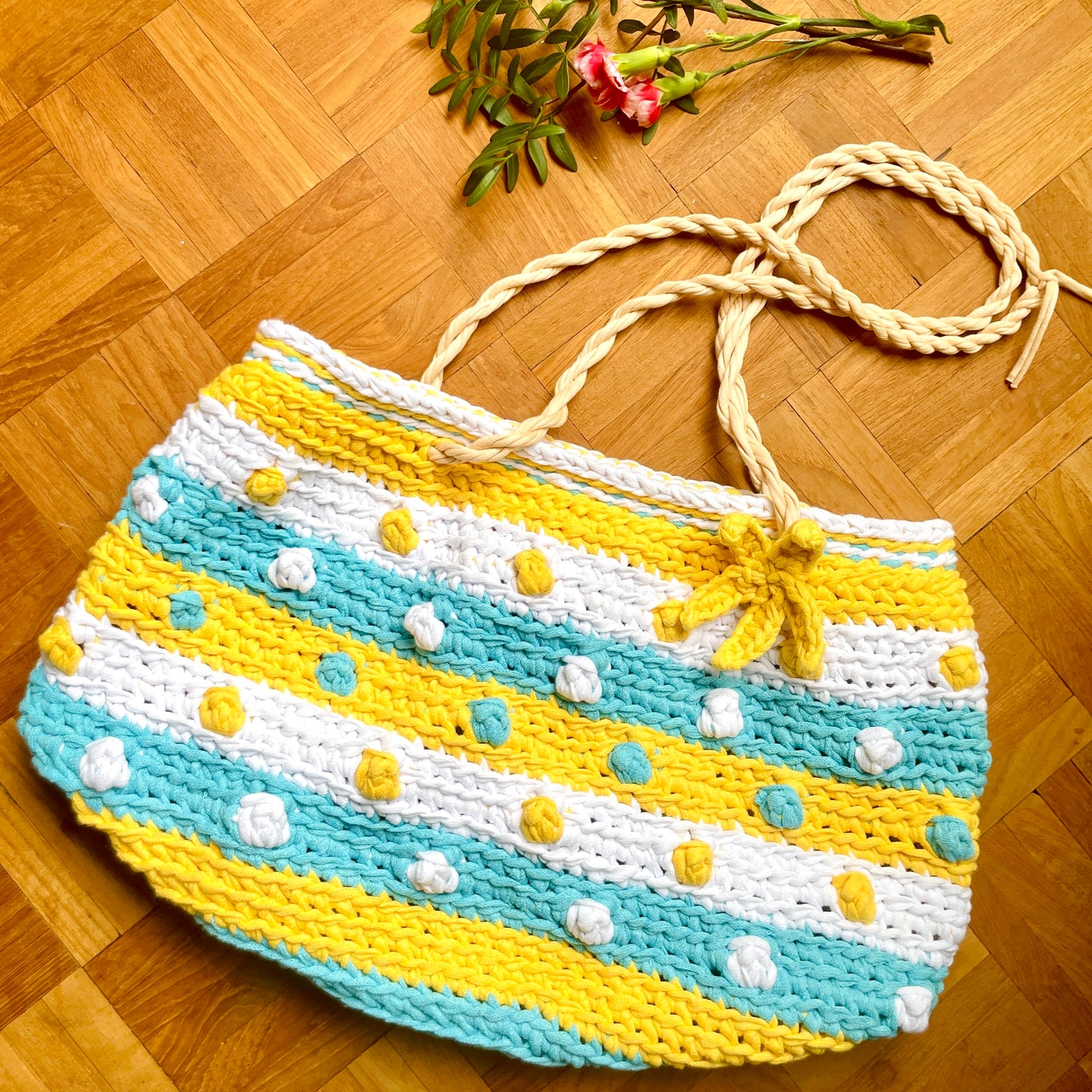 Striped Seaside Bobble Beach Bag Crochet Kit